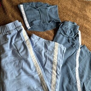 No Boundaries Two-Tone Blue Sweatpants with White Stripe